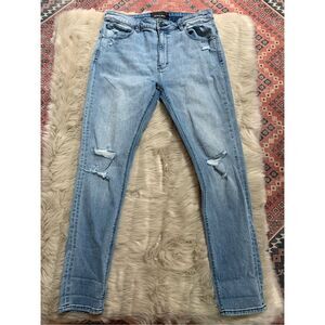 Abrand Jeans Mens 36x32 A Dropped Skinny Denim Stretch Ripped Knee